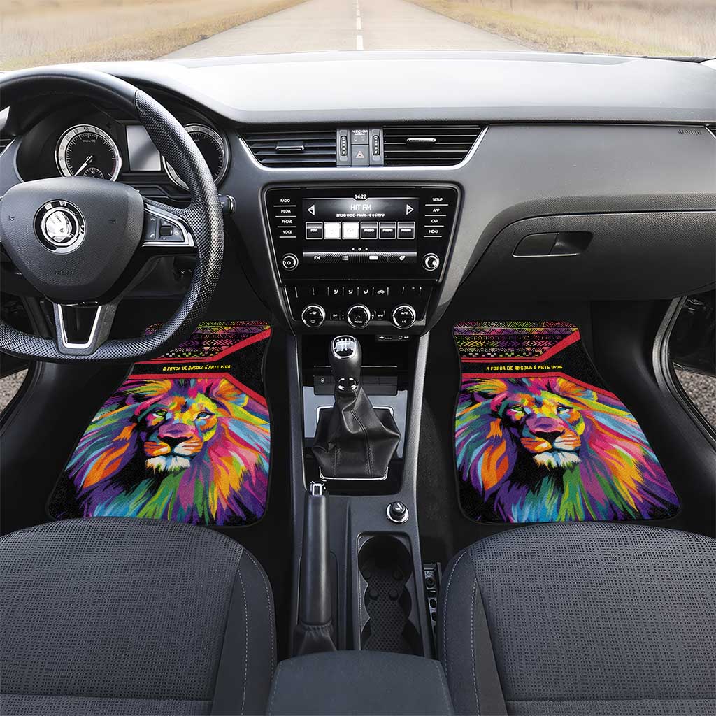 Angola Car Mats with Multicolor Tribal Design and Vibrant Lion - Wonder Print Shop