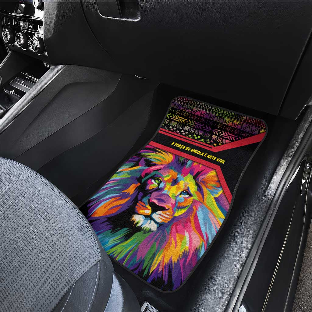 Angola Car Mats with Multicolor Tribal Design and Vibrant Lion - Wonder Print Shop