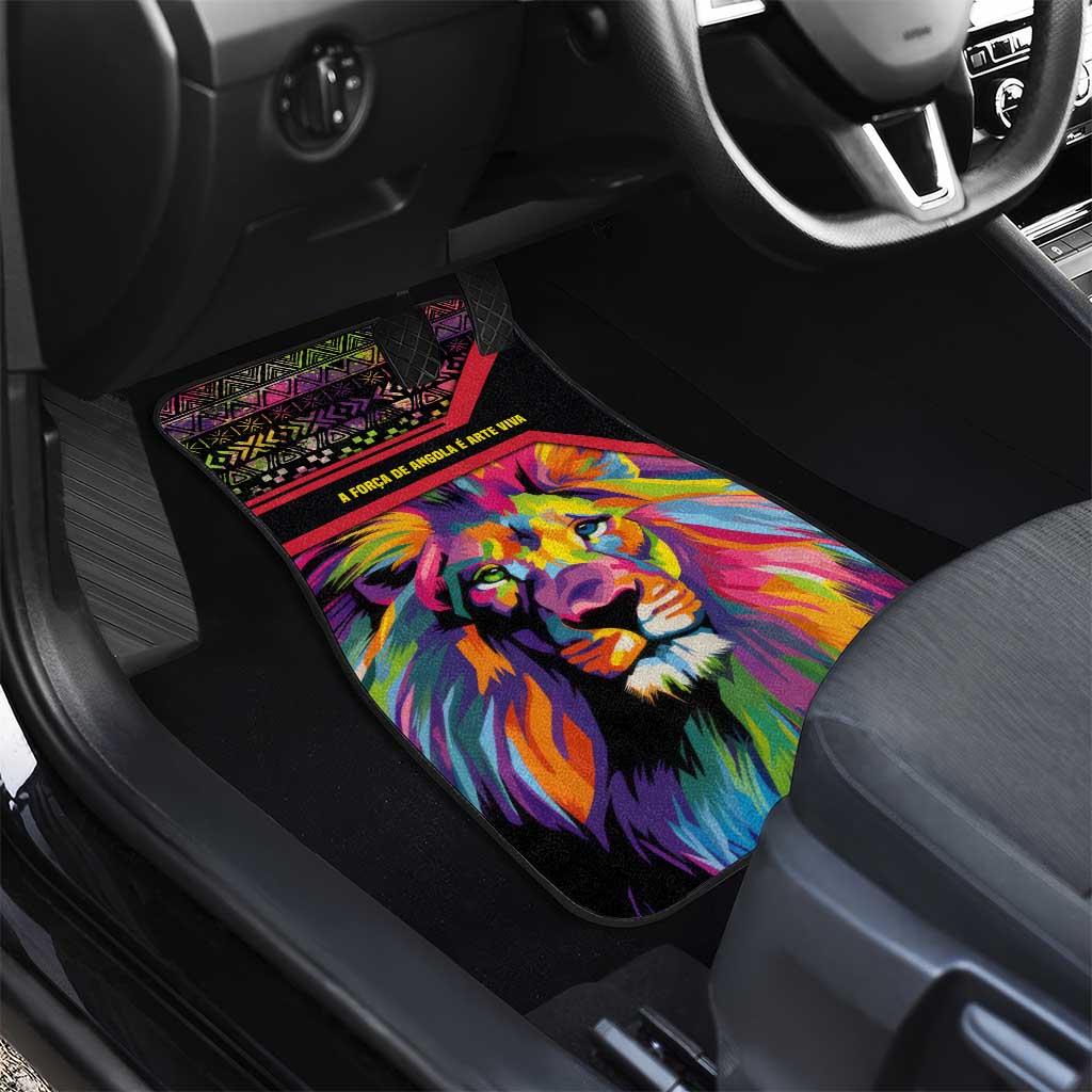 Angola Car Mats with Multicolor Tribal Design and Vibrant Lion - Wonder Print Shop