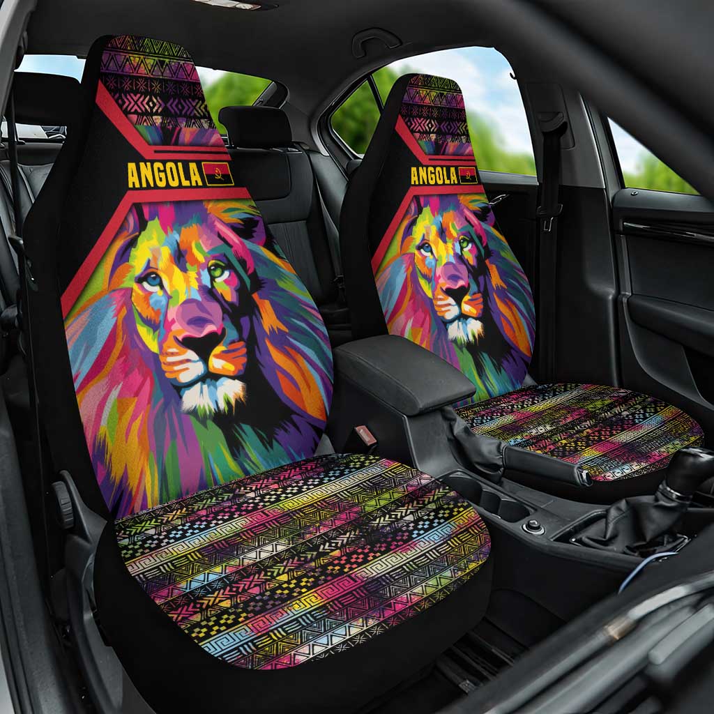 Angola Car Seat Cover with Multicolor Tribal Design and Vibrant Lion - Wonder Print Shop