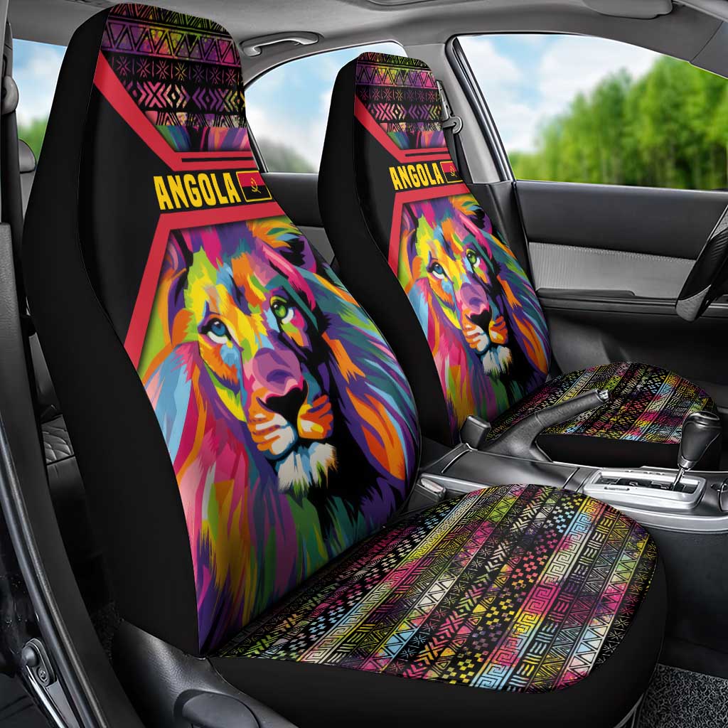 Angola Car Seat Cover with Multicolor Tribal Design and Vibrant Lion - Wonder Print Shop