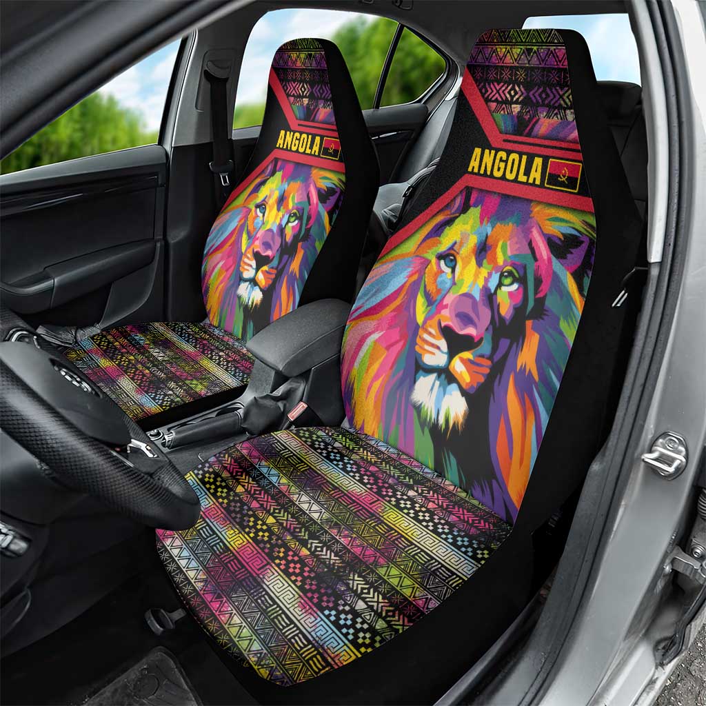 Angola Car Seat Cover with Multicolor Tribal Design and Vibrant Lion - Wonder Print Shop