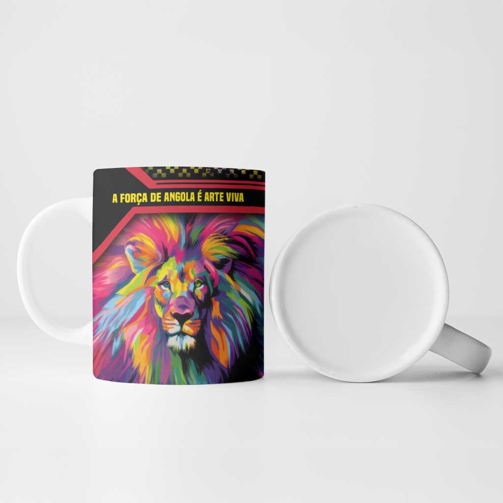 Angola Ceramic Mug with Multicolor Tribal Design and Vibrant Lion - Wonder Print Shop