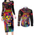 Angola Couples Matching Long Sleeve Bodycon Dress and Long Sleeve Button Shirt with Multicolor Tribal Design and Vibrant Lion - Wonder Print Shop