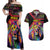 Angola Couples Matching Off Shoulder Maxi Dress and Hawaiian Shirt with Multicolor Tribal Design and Vibrant Lion - Wonder Print Shop