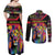 Angola Couples Matching Off Shoulder Maxi Dress and Long Sleeve Button Shirt with Multicolor Tribal Design and Vibrant Lion - Wonder Print Shop