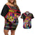 Angola Couples Matching Off Shoulder Short Dress and Hawaiian Shirt with Multicolor Tribal Design and Vibrant Lion - Wonder Print Shop