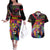 Angola Couples Matching Off The Shoulder Long Sleeve Dress and Hawaiian Shirt with Multicolor Tribal Design and Vibrant Lion - Wonder Print Shop