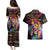 Angola Couples Matching Puletasi and Hawaiian Shirt with Multicolor Tribal Design and Vibrant Lion - Wonder Print Shop