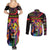 Angola Couples Matching Summer Maxi Dress and Long Sleeve Button Shirt with Multicolor Tribal Design and Vibrant Lion - Wonder Print Shop