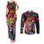Angola Couples Matching Tank Maxi Dress and Long Sleeve Button Shirt with Multicolor Tribal Design and Vibrant Lion - Wonder Print Shop