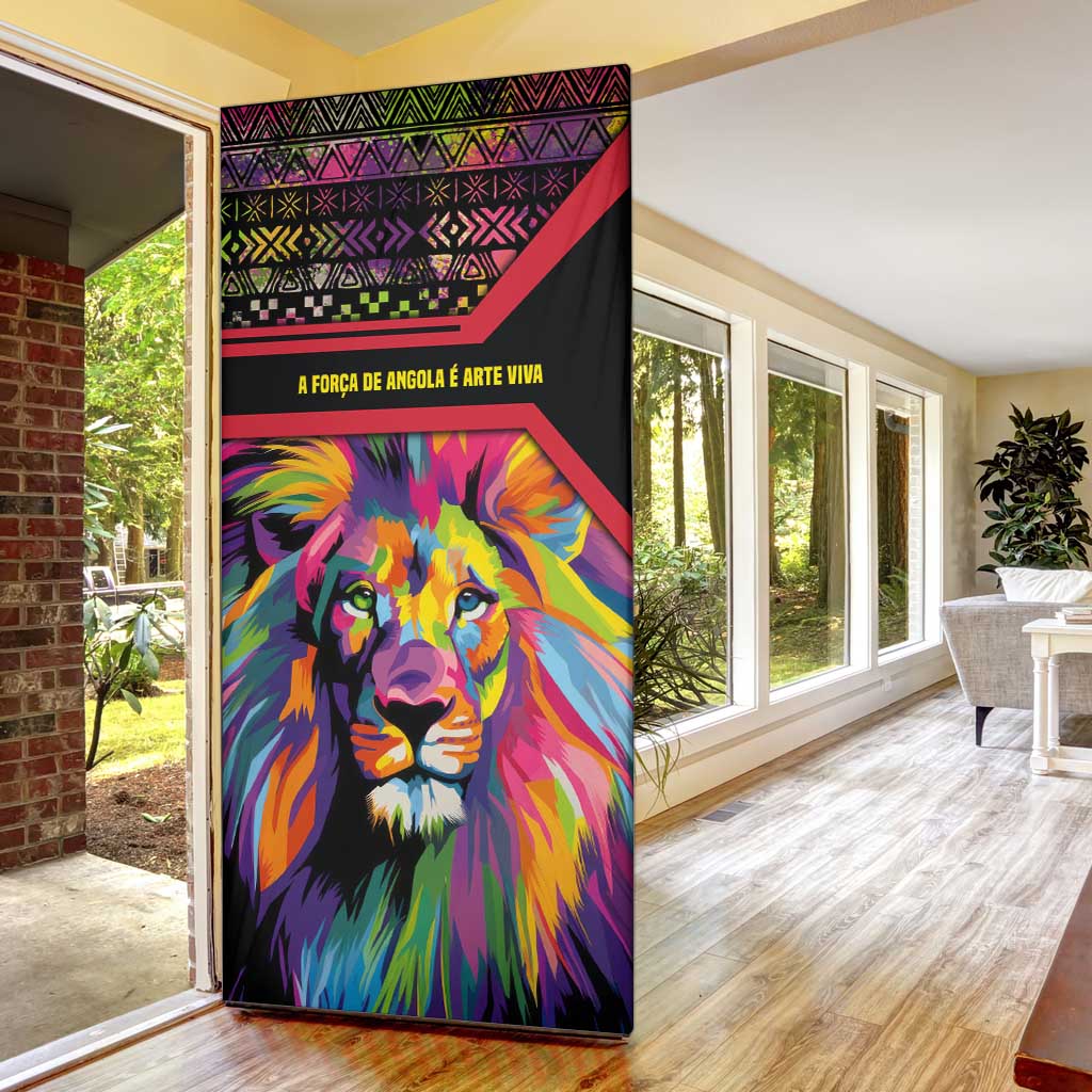 Angola Door Cover with Multicolor Tribal Design and Vibrant Lion - Wonder Print Shop