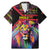 Angola Family Matching Mermaid Dress and Hawaiian Shirt with Multicolor Tribal Design and Vibrant Lion - Wonder Print Shop