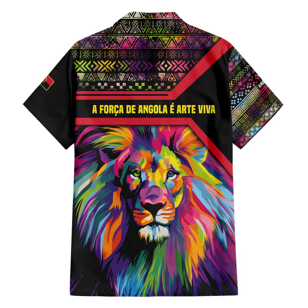 Angola Family Matching Off Shoulder Maxi Dress and Hawaiian Shirt with Multicolor Tribal Design and Vibrant Lion - Wonder Print Shop