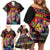 Angola Family Matching Off Shoulder Short Dress and Hawaiian Shirt with Multicolor Tribal Design and Vibrant Lion - Wonder Print Shop
