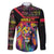 Angola Family Matching Summer Maxi Dress and Hawaiian Shirt with Multicolor Tribal Design and Vibrant Lion - Wonder Print Shop