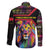 Angola Family Matching Summer Maxi Dress and Hawaiian Shirt with Multicolor Tribal Design and Vibrant Lion - Wonder Print Shop