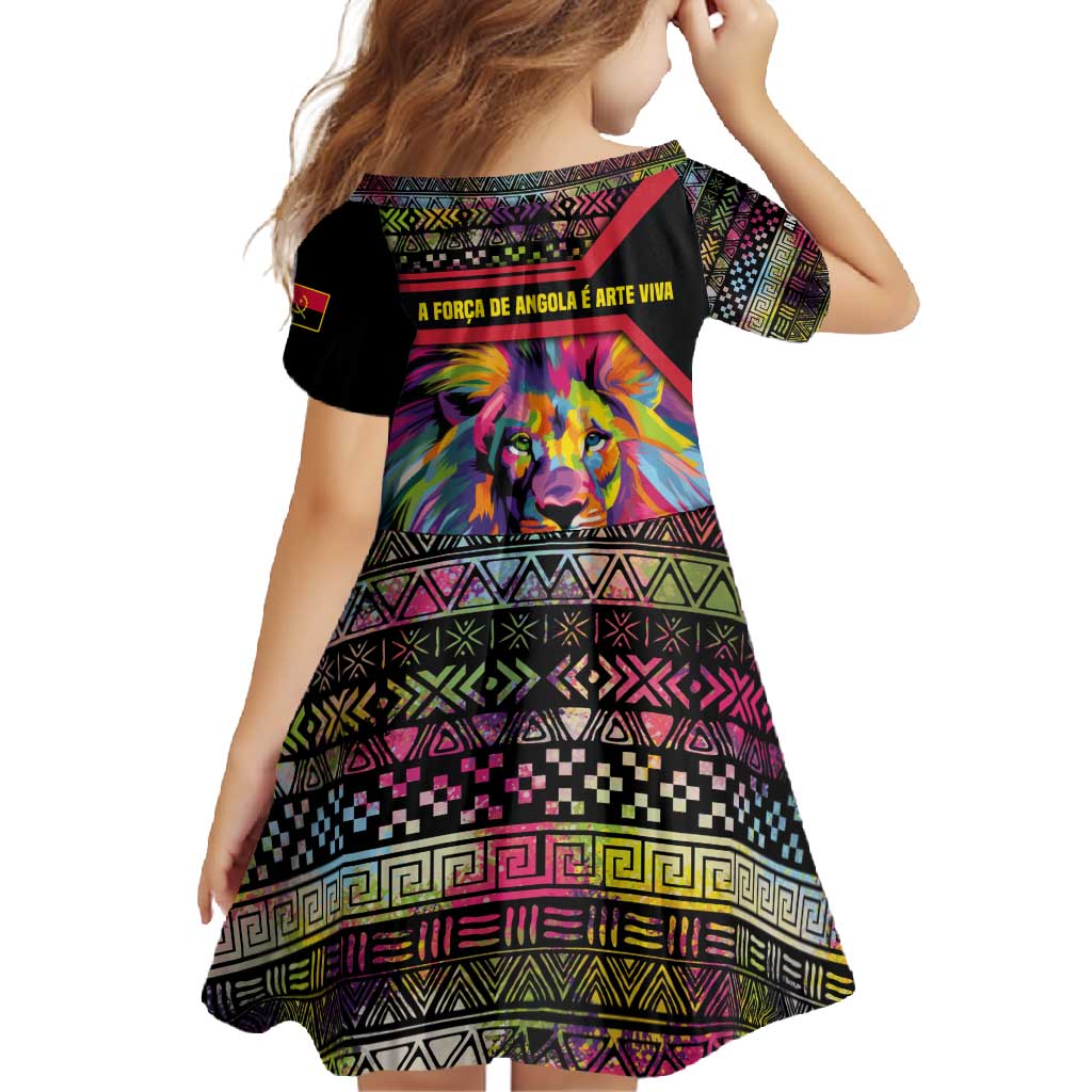 Angola Family Matching Tank Maxi Dress and Hawaiian Shirt with Multicolor Tribal Design and Vibrant Lion - Wonder Print Shop