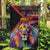 Angola Garden Flag with Multicolor Tribal Design and Vibrant Lion - Wonder Print Shop