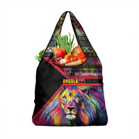 Angola Grocery Bag with Multicolor Tribal Design and Vibrant Lion - Wonder Print Shop