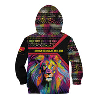 Angola Kid Hoodie with Multicolor Tribal Design and Vibrant Lion - Wonder Print Shop