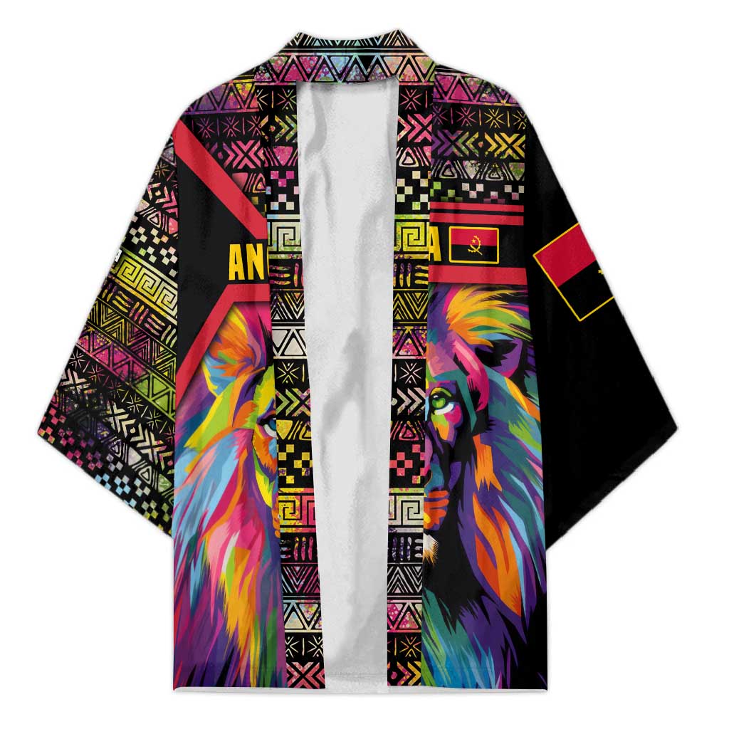 Angola Kimono with Multicolor Tribal Design and Vibrant Lion - Wonder Print Shop