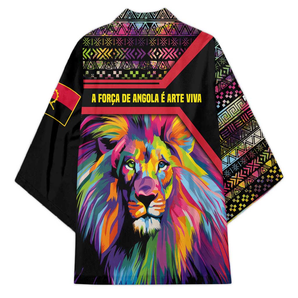 Angola Kimono with Multicolor Tribal Design and Vibrant Lion - Wonder Print Shop