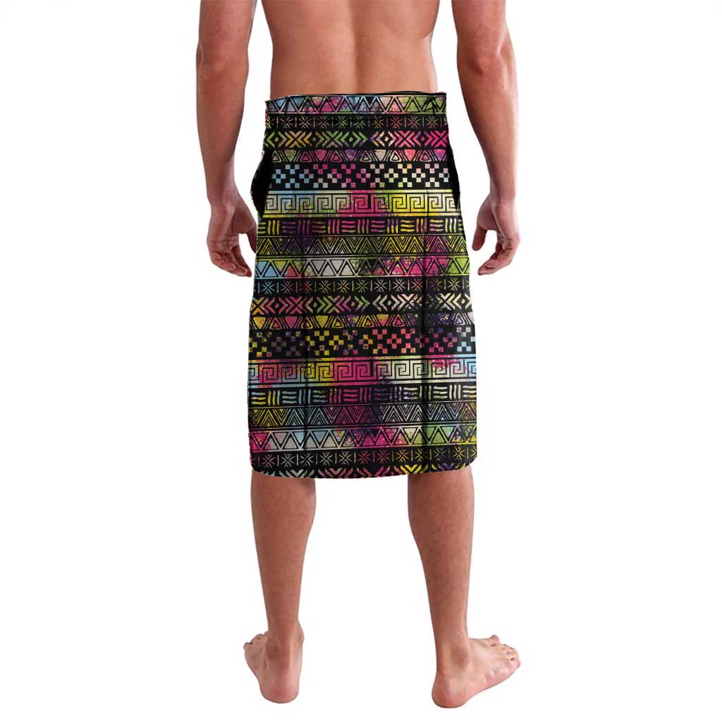 Angola Lavalava with Multicolor Tribal Design and Vibrant Lion - Wonder Print Shop