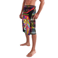 Angola Lavalava with Multicolor Tribal Design and Vibrant Lion - Wonder Print Shop