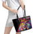Angola Leather Tote Bag with Multicolor Tribal Design and Vibrant Lion - Wonder Print Shop