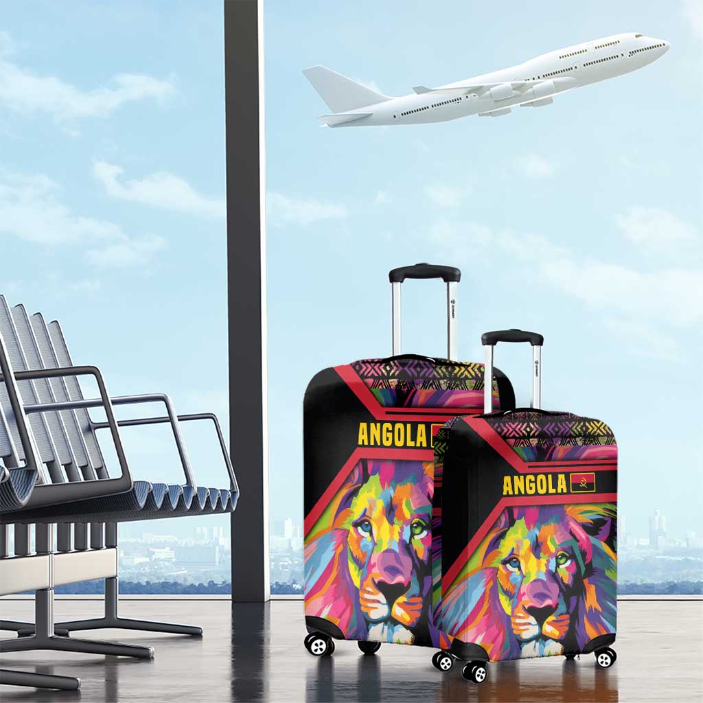 Angola Luggage Cover with Multicolor Tribal Design and Vibrant Lion - Wonder Print Shop