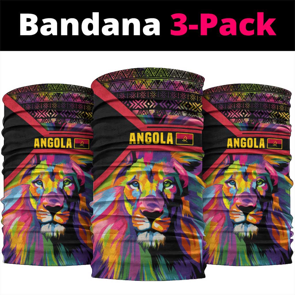 Angola Neck Gaiter with Multicolor Tribal Design and Vibrant Lion TS04
