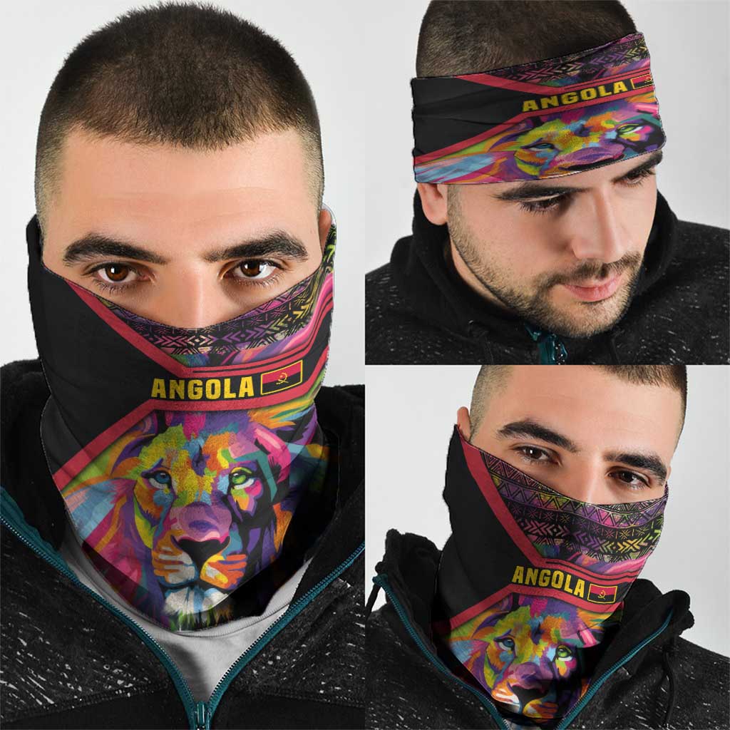 Angola Neck Gaiter with Multicolor Tribal Design and Vibrant Lion TS04