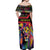Angola Off Shoulder Maxi Dress with Multicolor Tribal Design and Vibrant Lion - Wonder Print Shop