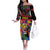 Angola Off The Shoulder Long Sleeve Dress with Multicolor Tribal Design and Vibrant Lion - Wonder Print Shop