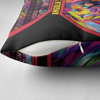 Angola Pillow Cover with Multicolor Tribal Design and Vibrant Lion - Wonder Print Shop