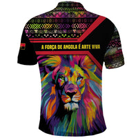 Angola Polo Shirt with Multicolor Tribal Design and Vibrant Lion - Wonder Print Shop