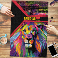 Angola Puzzle with Multicolor Tribal Design and Vibrant Lion - Wonder Print Shop