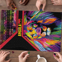 Angola Puzzle with Multicolor Tribal Design and Vibrant Lion - Wonder Print Shop