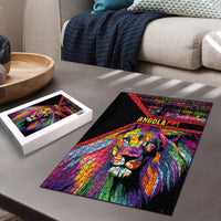 Angola Puzzle with Multicolor Tribal Design and Vibrant Lion - Wonder Print Shop