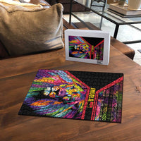 Angola Puzzle with Multicolor Tribal Design and Vibrant Lion - Wonder Print Shop