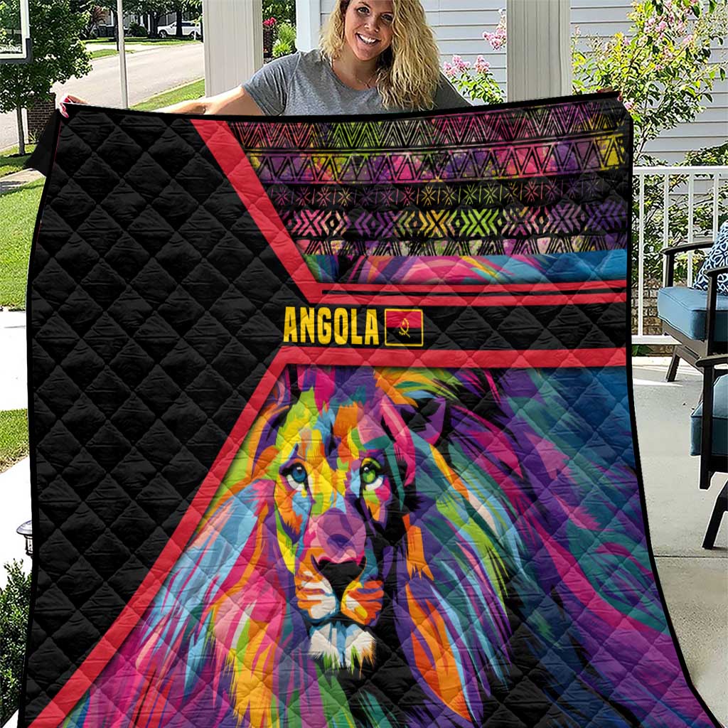 Angola Quilt with Multicolor Tribal Design and Vibrant Lion - Wonder Print Shop
