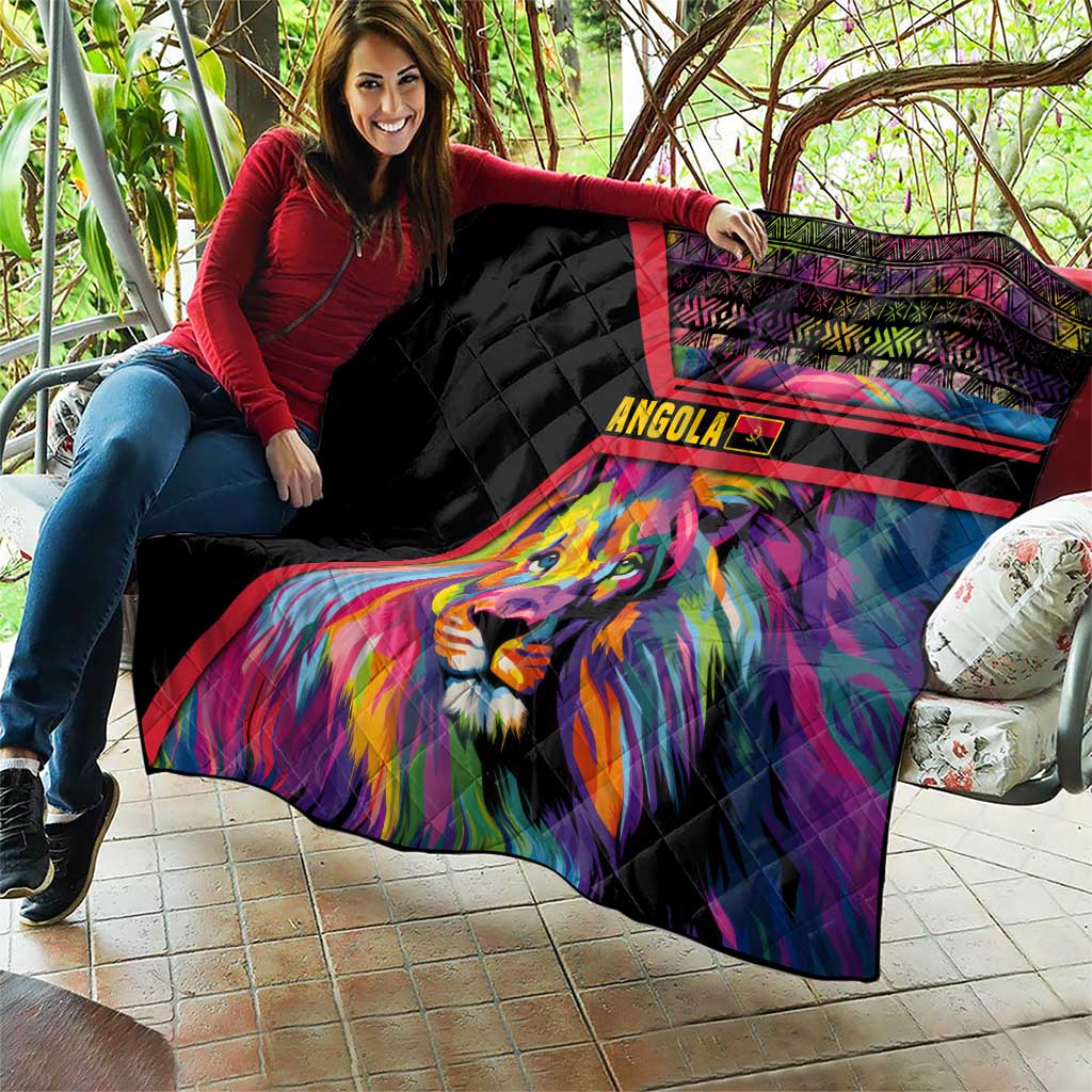 Angola Quilt with Multicolor Tribal Design and Vibrant Lion - Wonder Print Shop