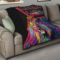 Angola Quilt with Multicolor Tribal Design and Vibrant Lion - Wonder Print Shop