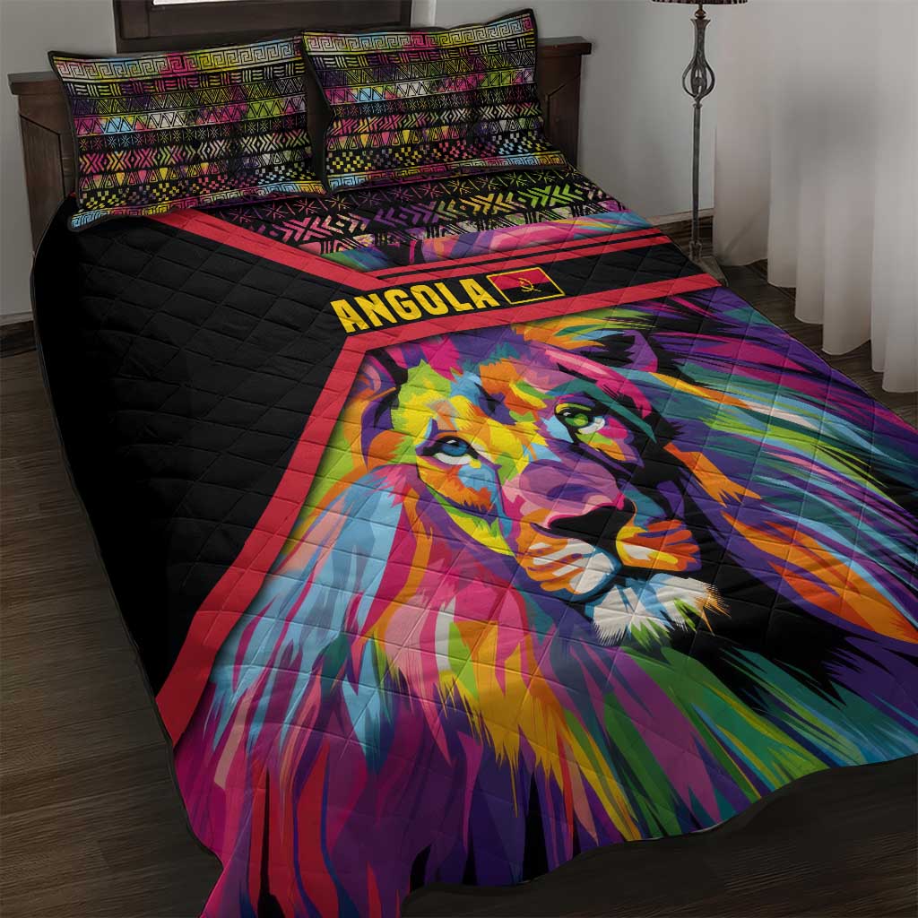 Angola Quilt Bed Set with Multicolor Tribal Design and Vibrant Lion - Wonder Print Shop