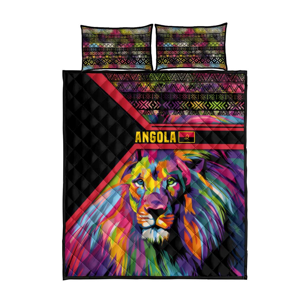 Angola Quilt Bed Set with Multicolor Tribal Design and Vibrant Lion - Wonder Print Shop