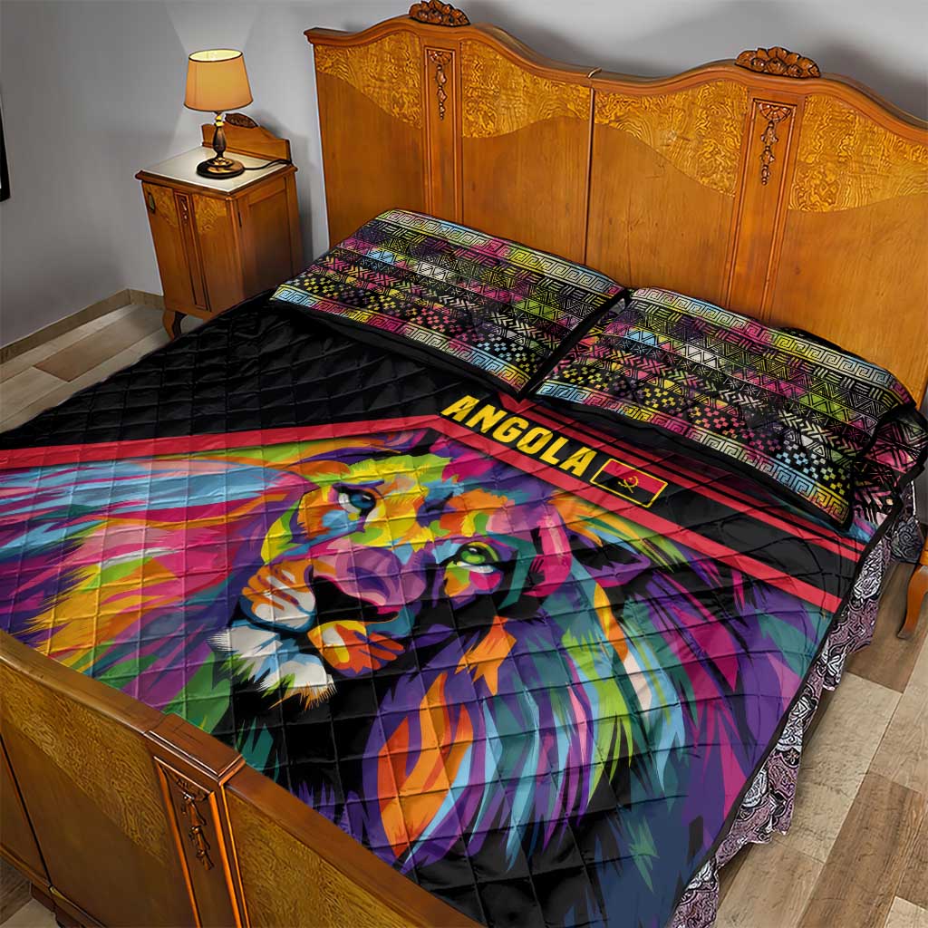 Angola Quilt Bed Set with Multicolor Tribal Design and Vibrant Lion - Wonder Print Shop