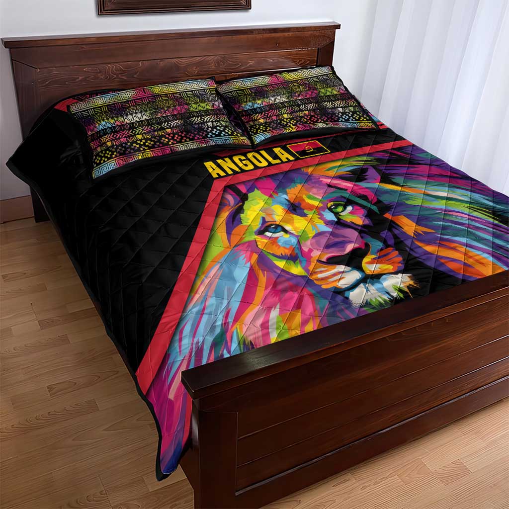 Angola Quilt Bed Set with Multicolor Tribal Design and Vibrant Lion - Wonder Print Shop
