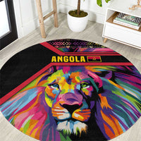Angola Round Carpet with Multicolor Tribal Design and Vibrant Lion - Wonder Print Shop