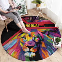 Angola Round Carpet with Multicolor Tribal Design and Vibrant Lion - Wonder Print Shop